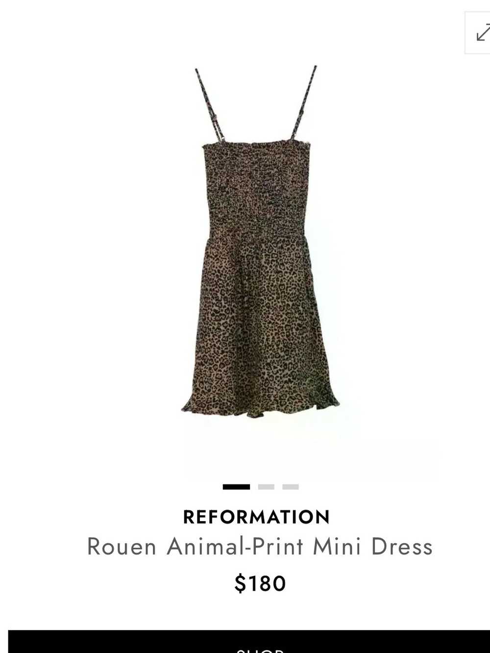 Reformation Leopard-Print Smocked Mini Dress — Size 0